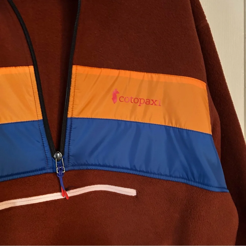 Cotopaxi 3/4 Quarter Zip Pullover with Orange and Blue Stripes - Picture 3 of 4